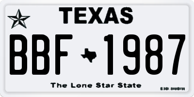 TX license plate BBF1987