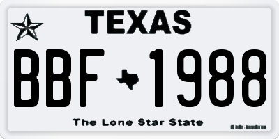 TX license plate BBF1988