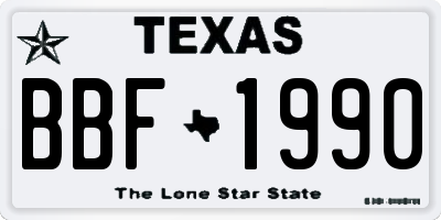 TX license plate BBF1990