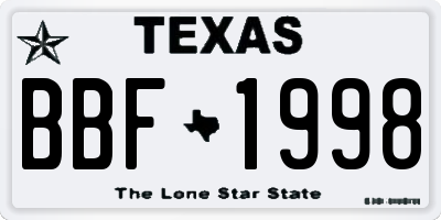 TX license plate BBF1998