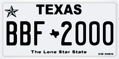 TX license plate BBF2000