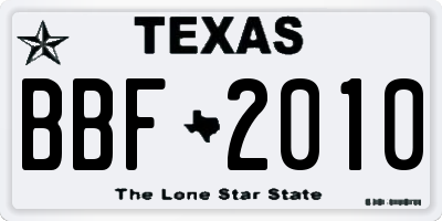 TX license plate BBF2010