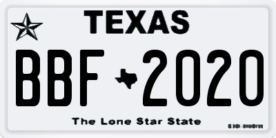 TX license plate BBF2020