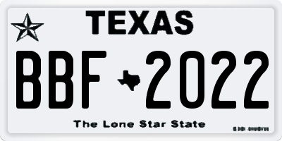 TX license plate BBF2022
