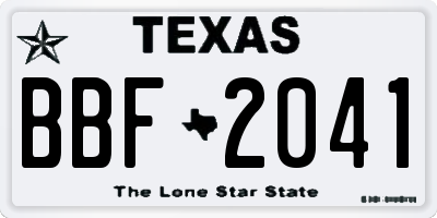 TX license plate BBF2041