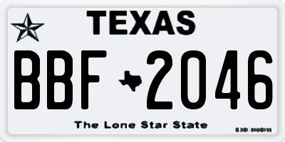 TX license plate BBF2046