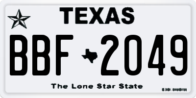 TX license plate BBF2049