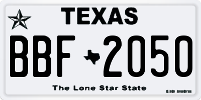 TX license plate BBF2050