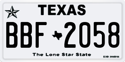 TX license plate BBF2058