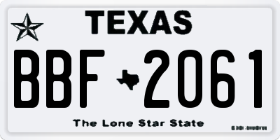 TX license plate BBF2061