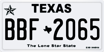 TX license plate BBF2065