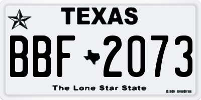 TX license plate BBF2073