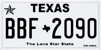 TX license plate BBF2090