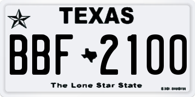 TX license plate BBF2100