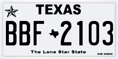 TX license plate BBF2103