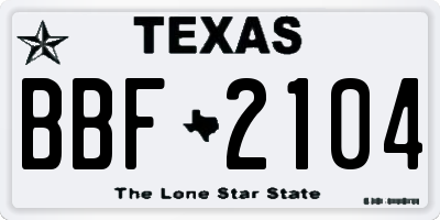 TX license plate BBF2104
