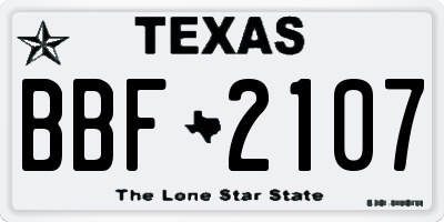 TX license plate BBF2107