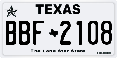 TX license plate BBF2108