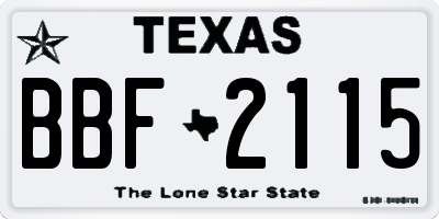 TX license plate BBF2115
