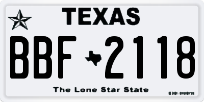 TX license plate BBF2118