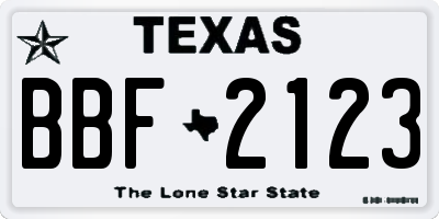 TX license plate BBF2123