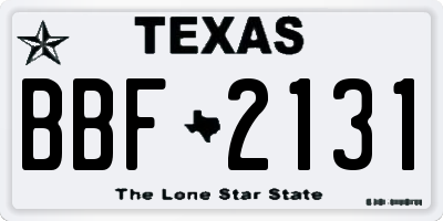 TX license plate BBF2131
