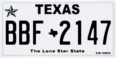 TX license plate BBF2147