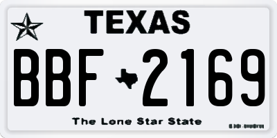 TX license plate BBF2169