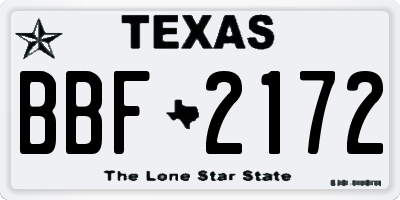 TX license plate BBF2172