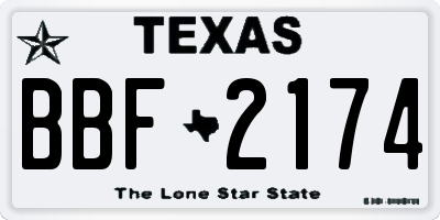 TX license plate BBF2174