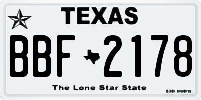 TX license plate BBF2178