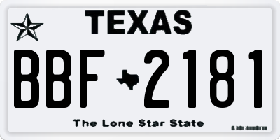 TX license plate BBF2181