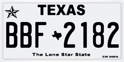 TX license plate BBF2182