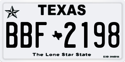 TX license plate BBF2198