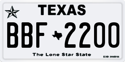 TX license plate BBF2200