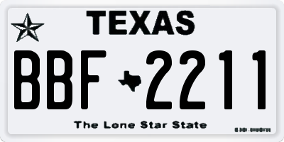 TX license plate BBF2211