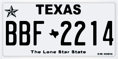 TX license plate BBF2214