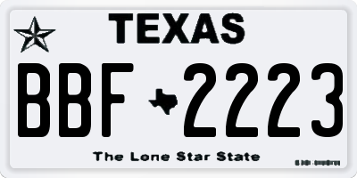 TX license plate BBF2223