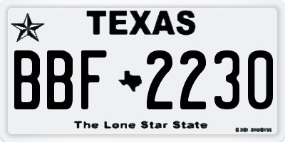 TX license plate BBF2230