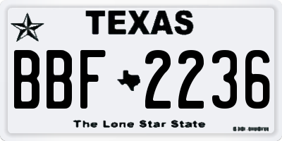 TX license plate BBF2236