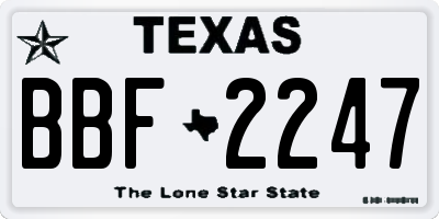 TX license plate BBF2247