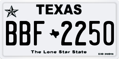 TX license plate BBF2250