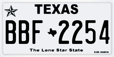 TX license plate BBF2254