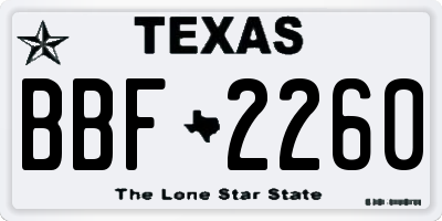TX license plate BBF2260