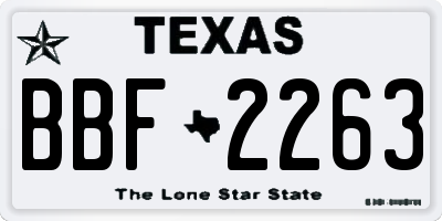 TX license plate BBF2263