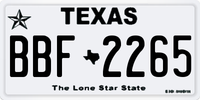 TX license plate BBF2265