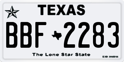 TX license plate BBF2283