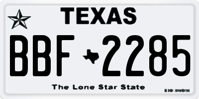 TX license plate BBF2285