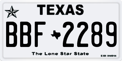 TX license plate BBF2289