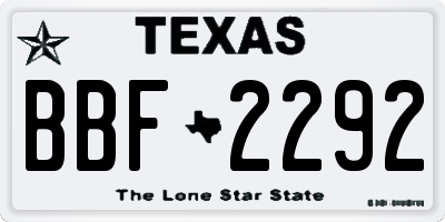 TX license plate BBF2292